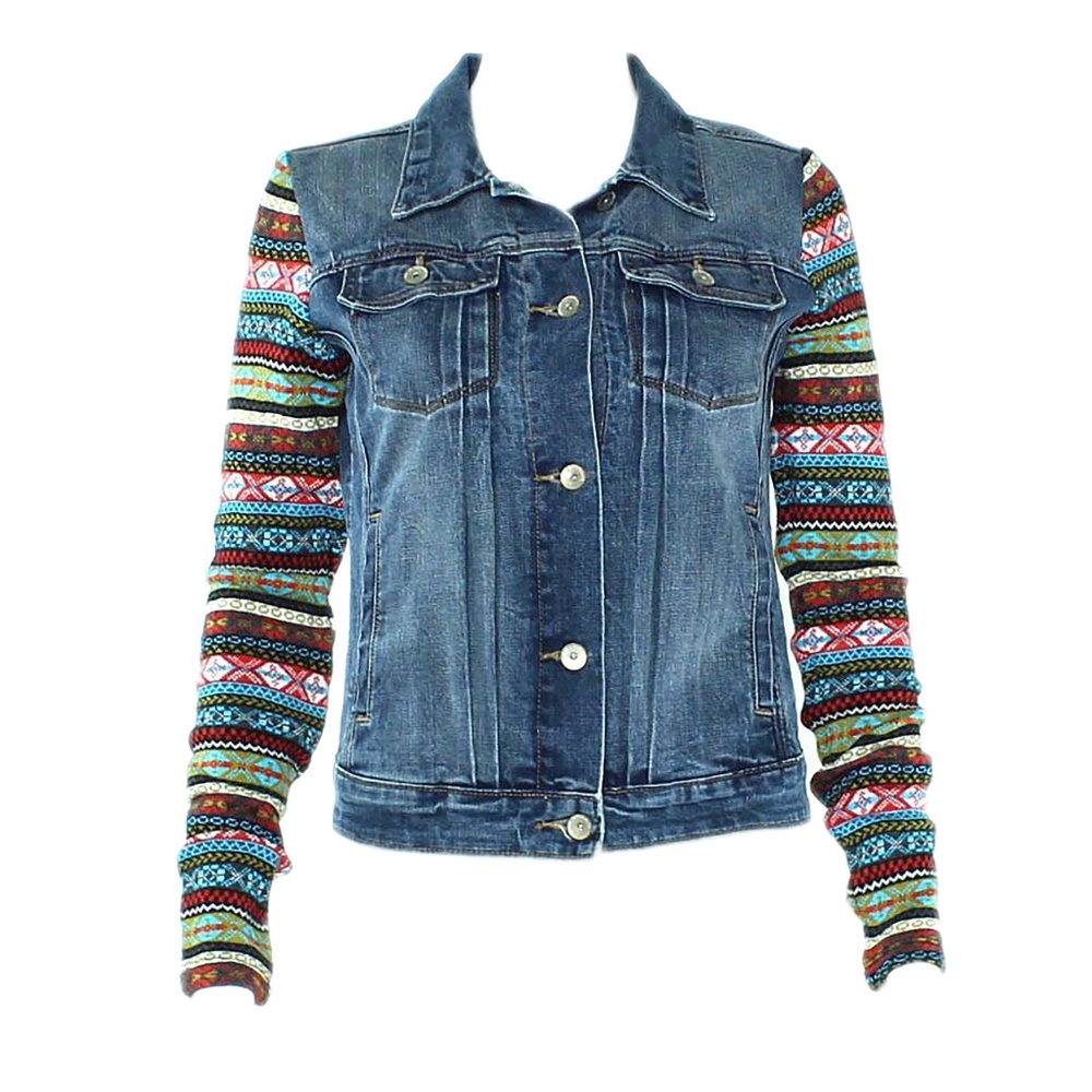 Cult of Individuality Knitted Sleeve Denim Jacket